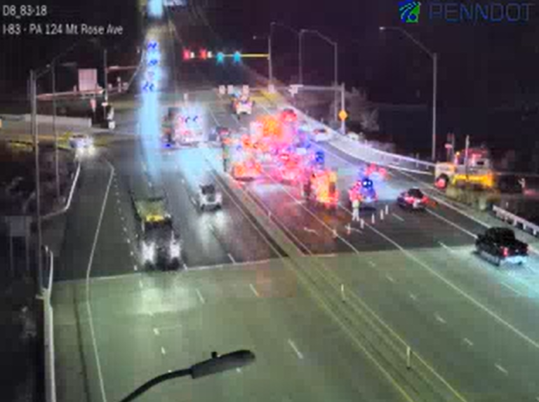 1 hospitalized after motorcycle, tractor-trailer collide near I-83 ramp
