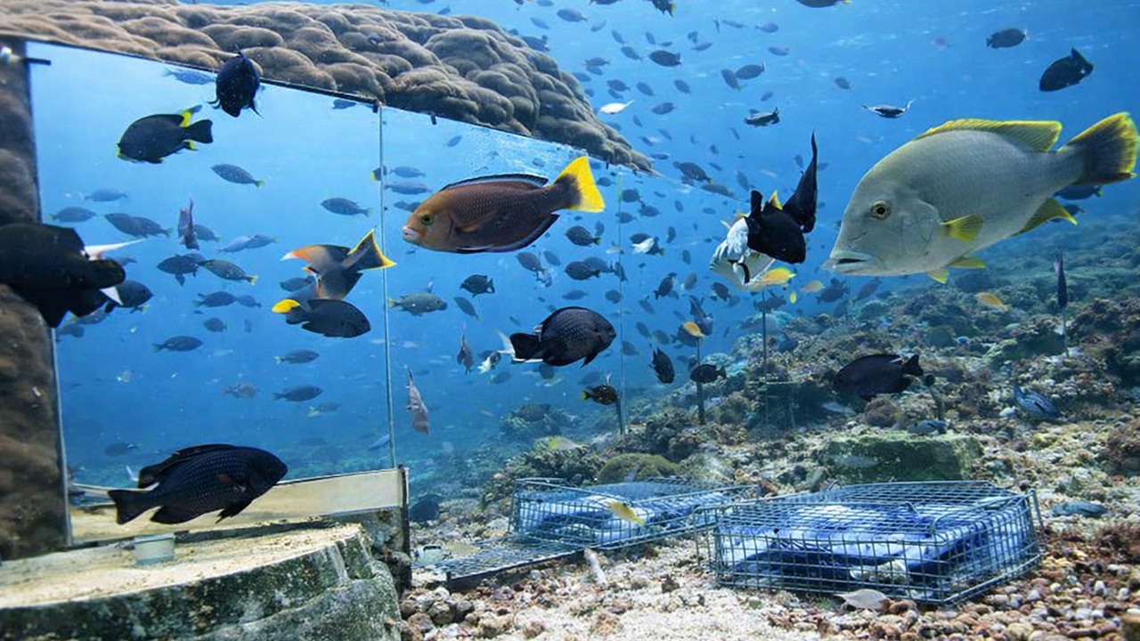 An emperor angelfish spots its reflection — then charges the underwater ...