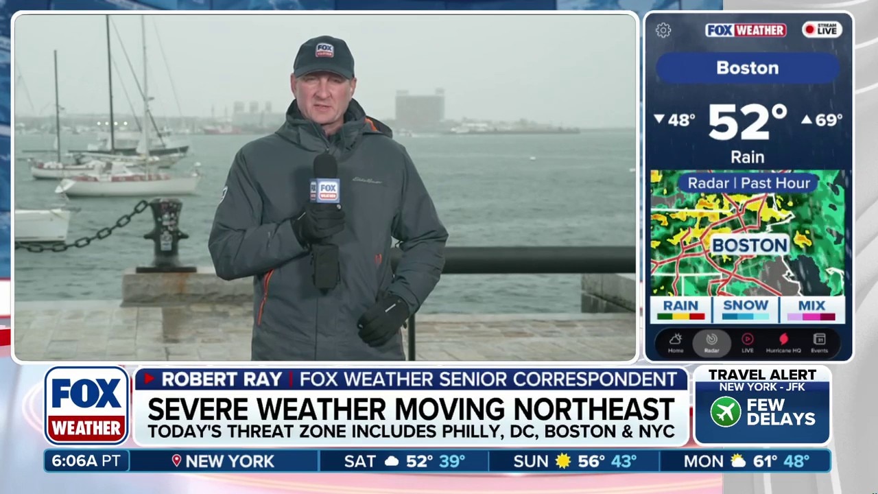 Severe weather moving into New England, bringing rain to Boston
