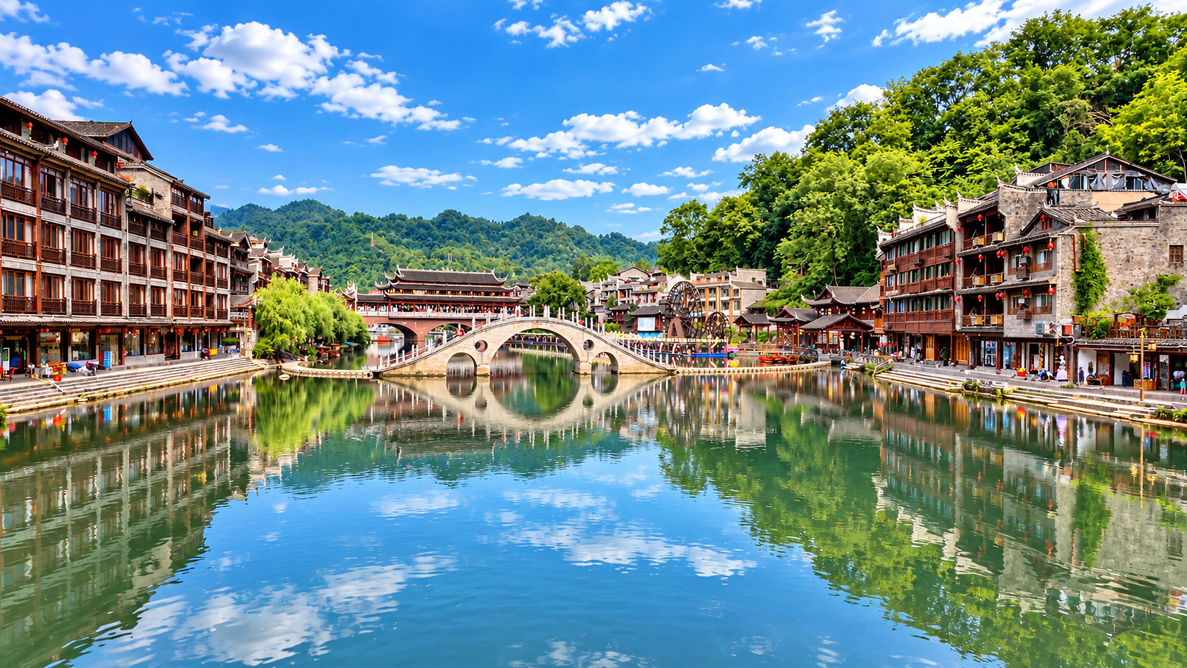 Historic bridge connects both sides of this China river