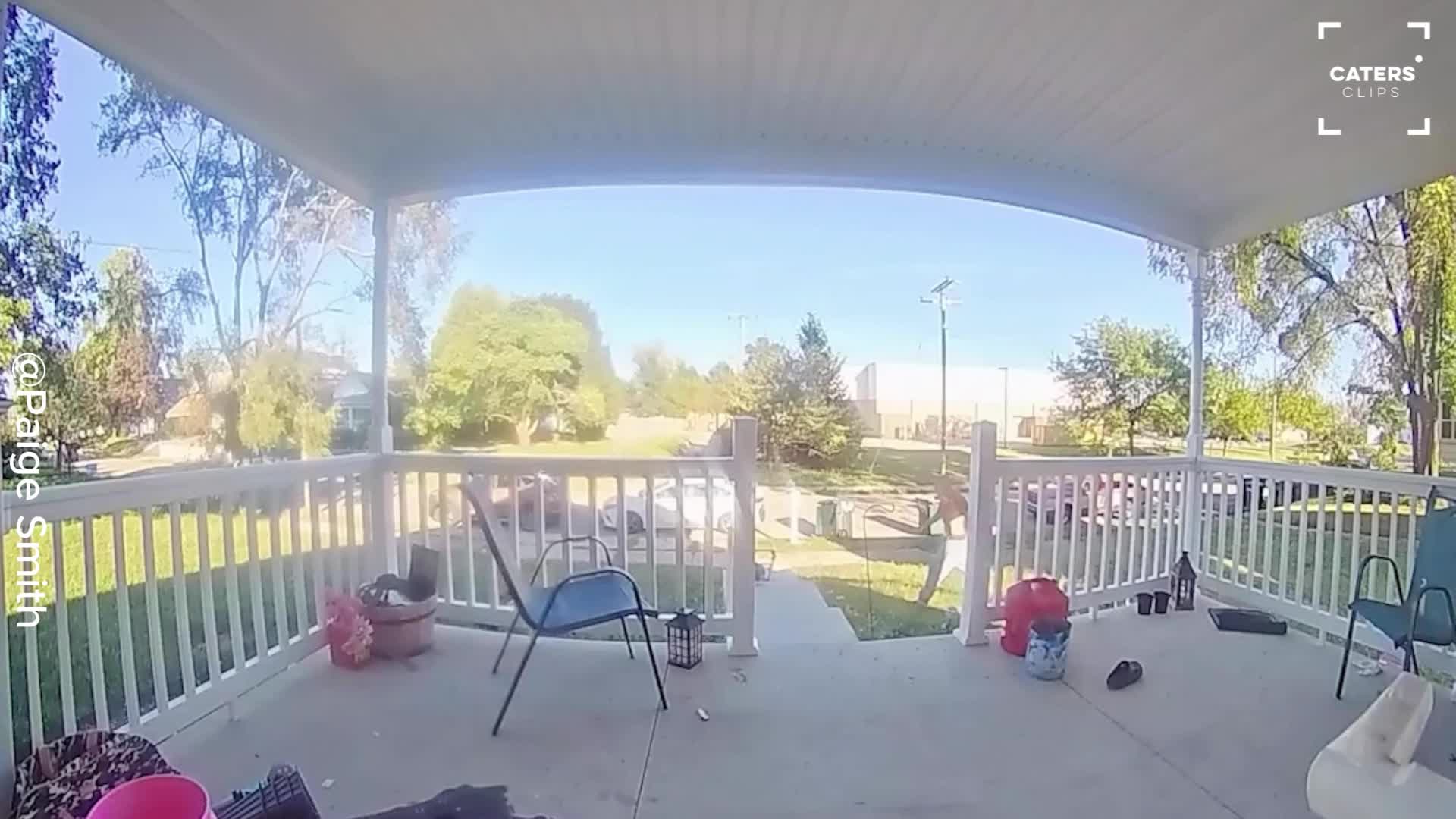 Indiana mom checks security camera after stranger approaches her front door
