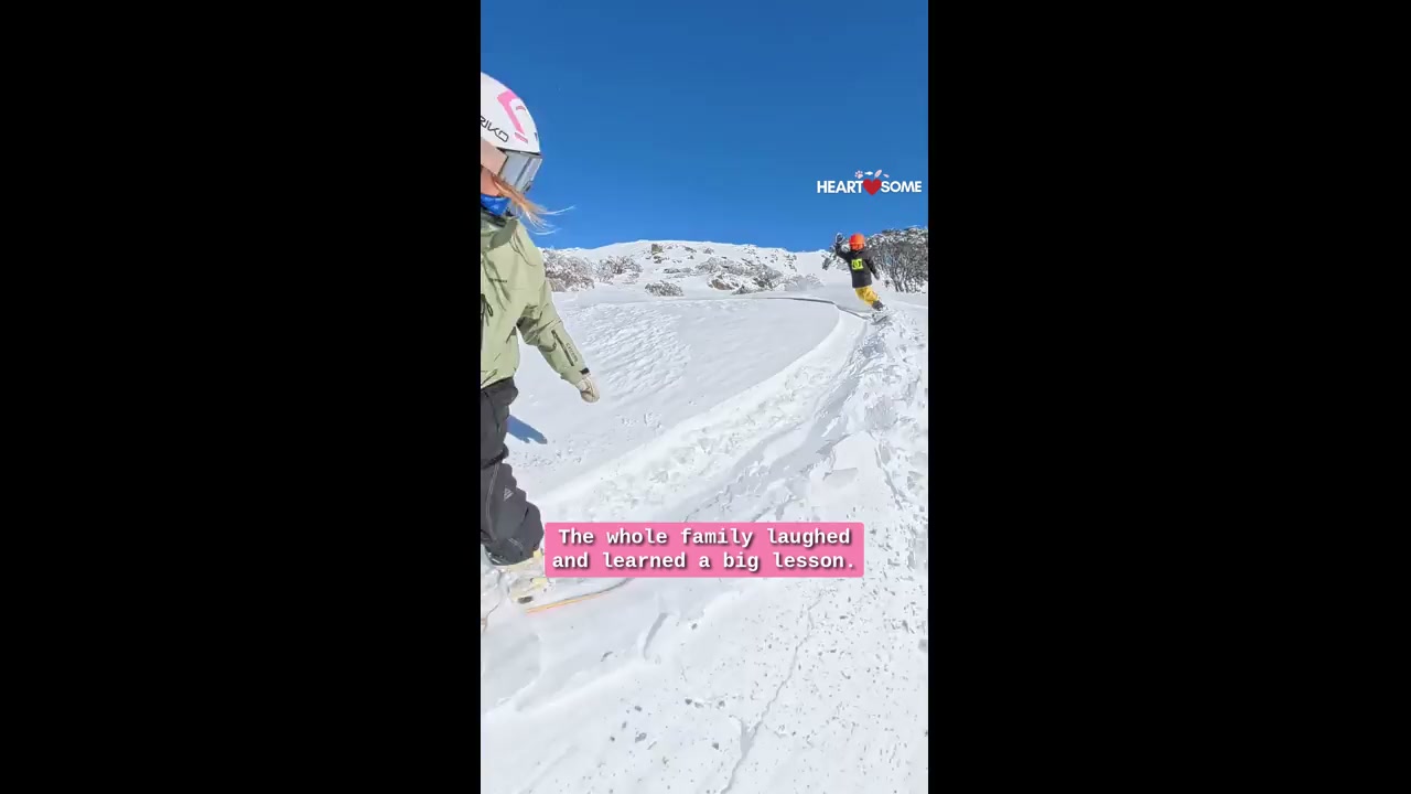 Young freerider unknowingly follows mother's path and takes a leap