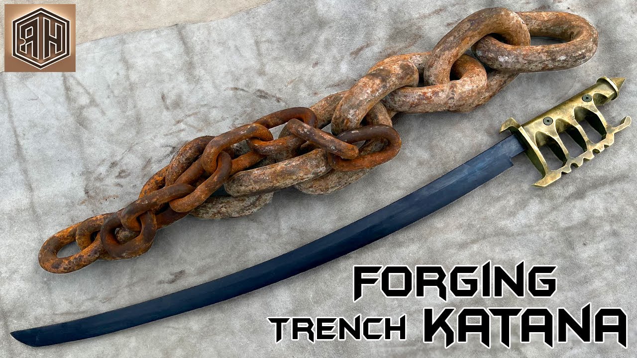 I forged a trench katana from rusted chain 🔥