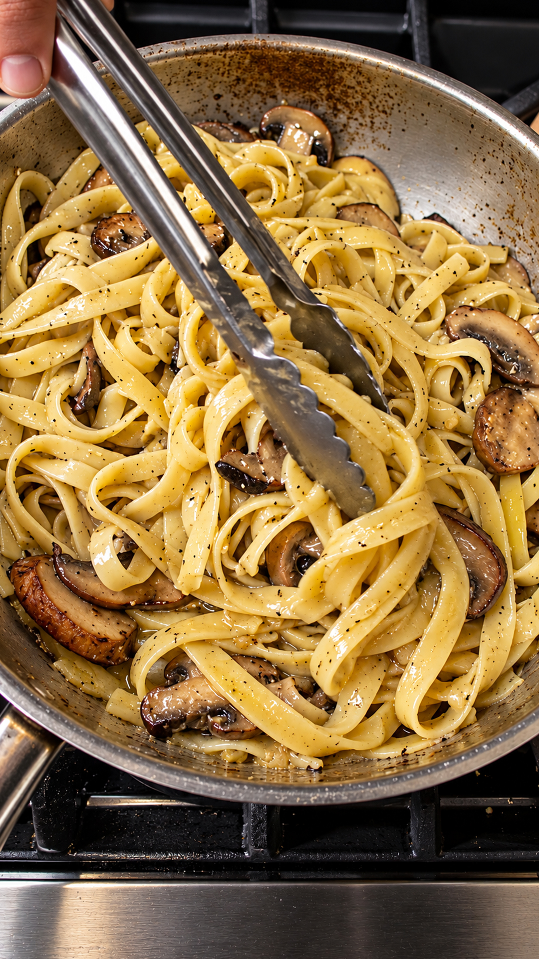 The flavor-building method chefs use to make mushroom pasta taste richer