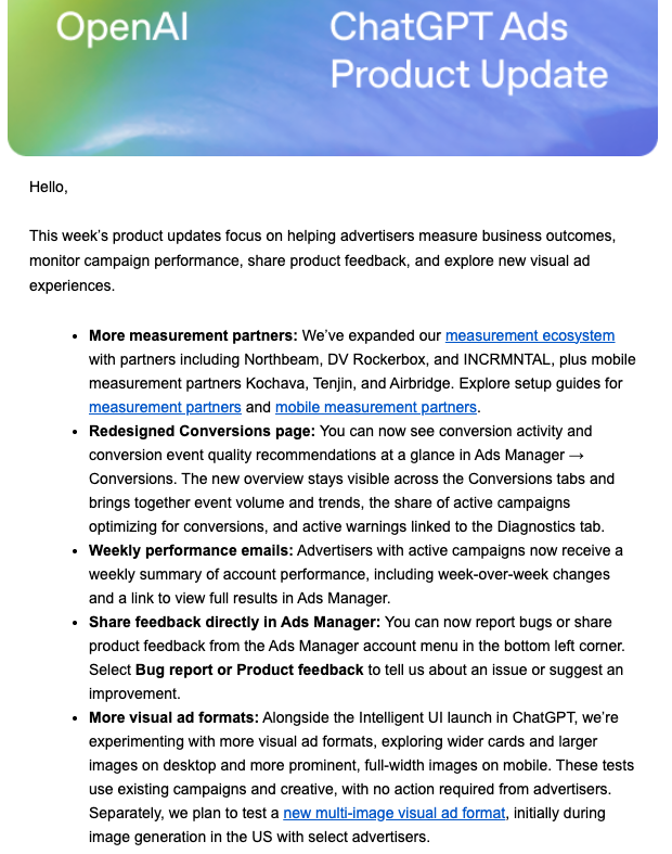 ChatGPT Ads introduces new measurement tools and visual ad formats