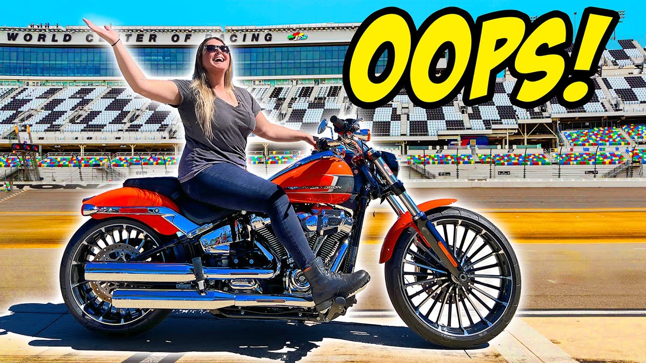 Riding a demo motorcycle at Daytona Speedway!