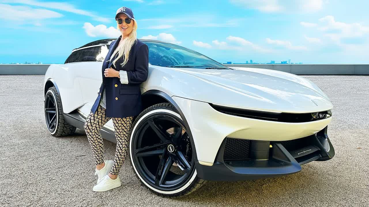 An electric SUV brings a built-in wine cooler to the cabin