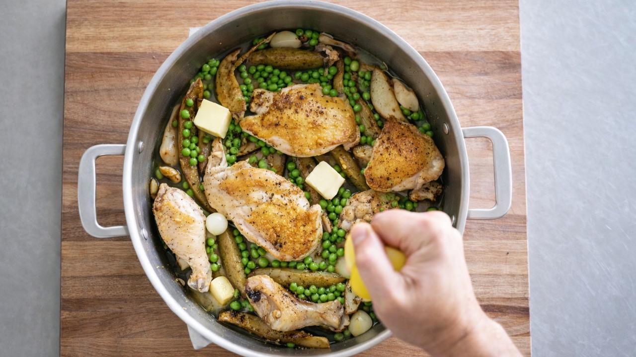 Chicago's famous chicken Vesuvio - roasted chicken with garlic and potatoes