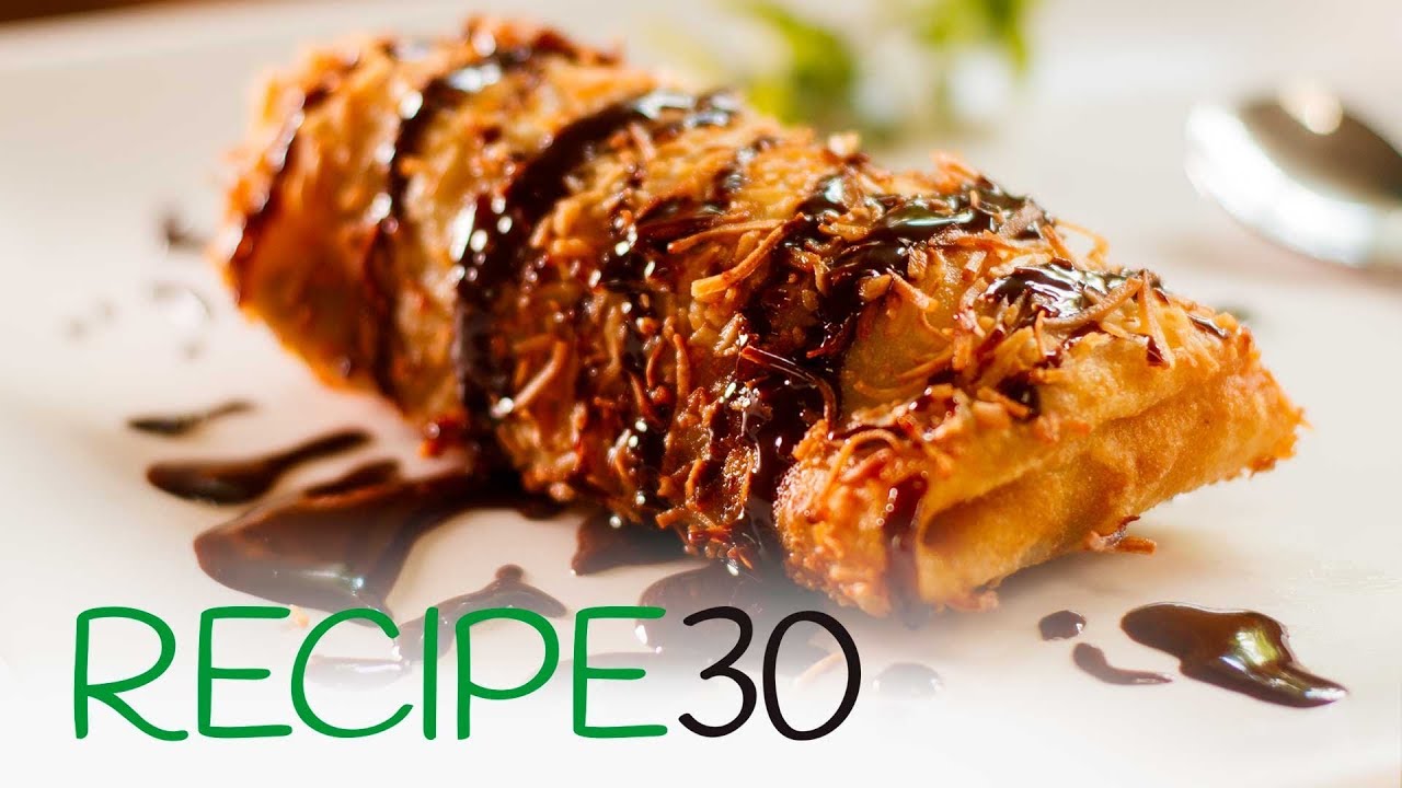 Fried chocolate and banana crepe (spring roll made in heaven)