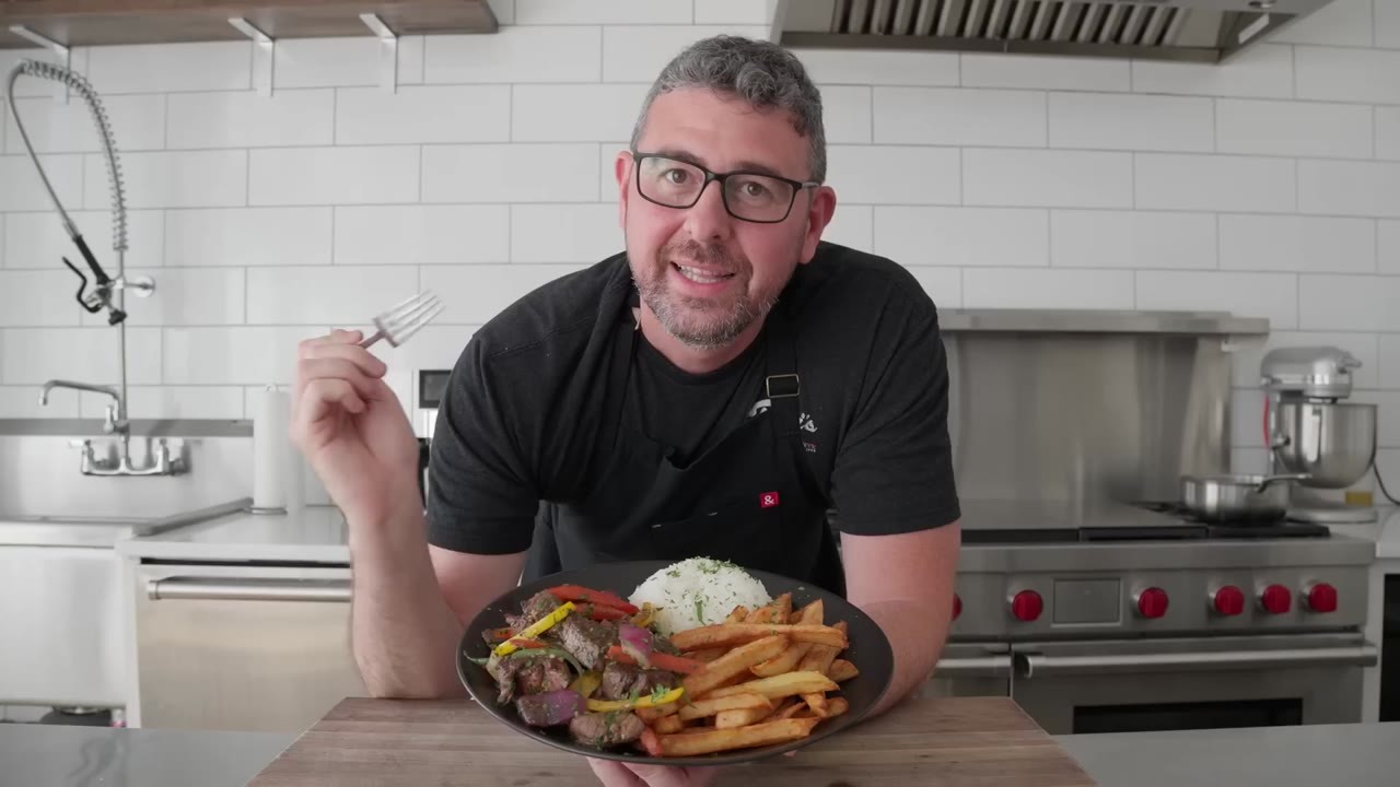 Steak, rice, and crispy fries - A traditional Peruvian dinner