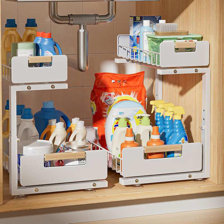 The under-sink organizer that doubles storage is so brilliant, shoppers ...