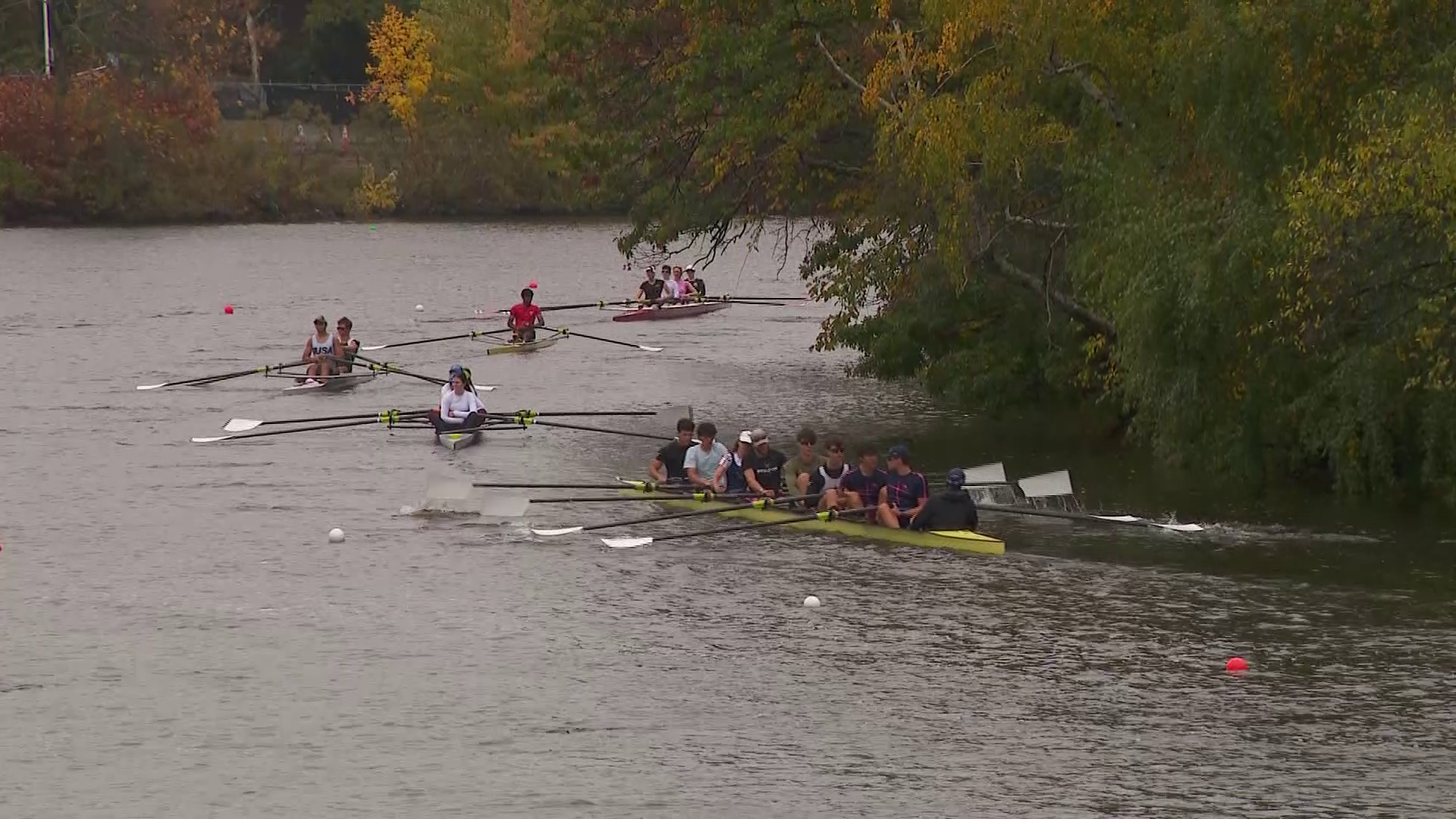 Head of the Charles rowers face rain and wind on Charles River