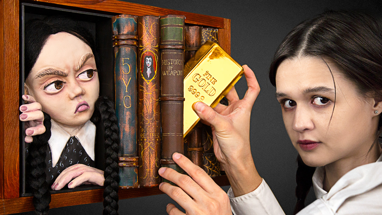 Create a spooky Addams Family-inspired bookshelf