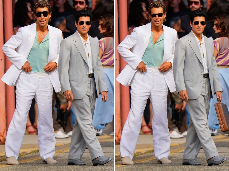 'Miami Vice '85' Austin Butler & Danny Ramirez lookin' fly on set