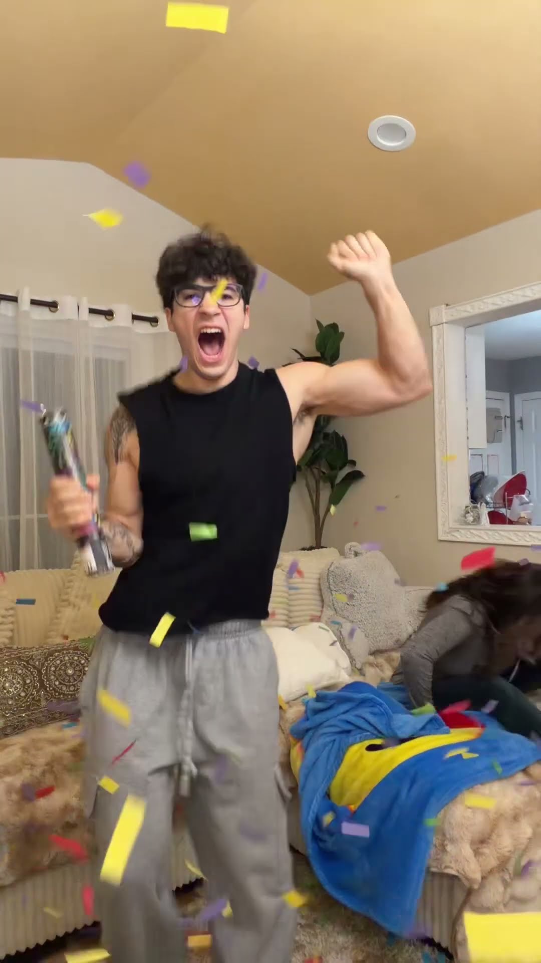 Surprise confetti bomb wake-up!
