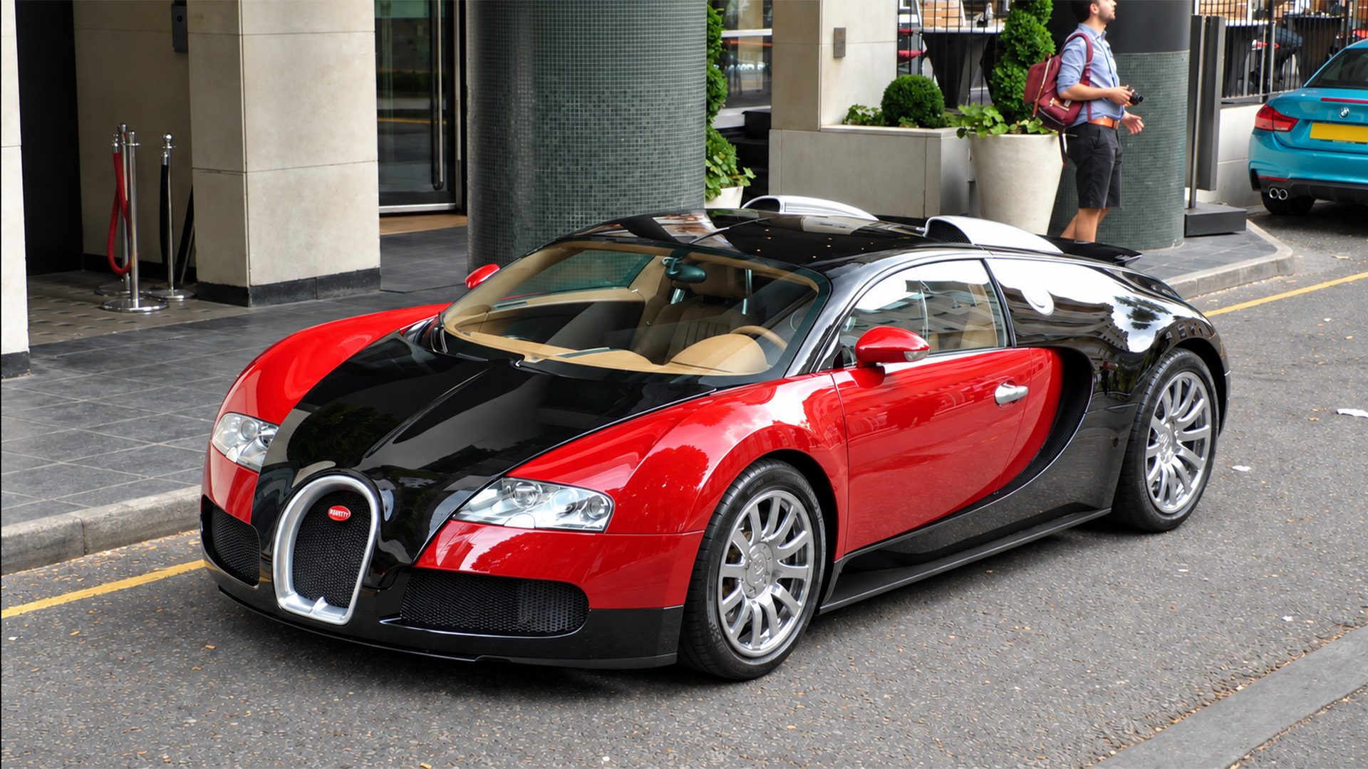 A millionaire’s Bugatti Veyron finds its spotlight at the entrance