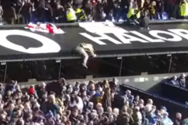Football fan cleared of assault after falling off upper tier