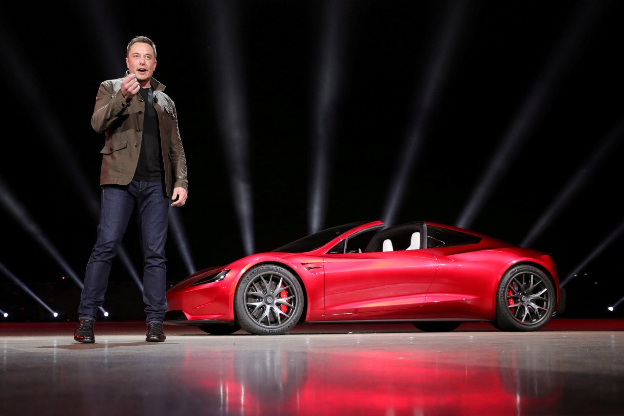 Elon Musk unveils the Roadster 2 in 2017.