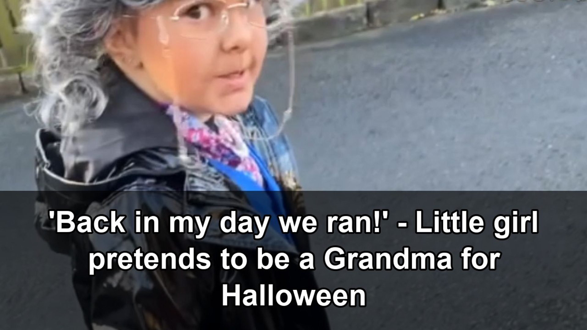Hilarious toddler in a granny costume pretends to be an elderly woman ...