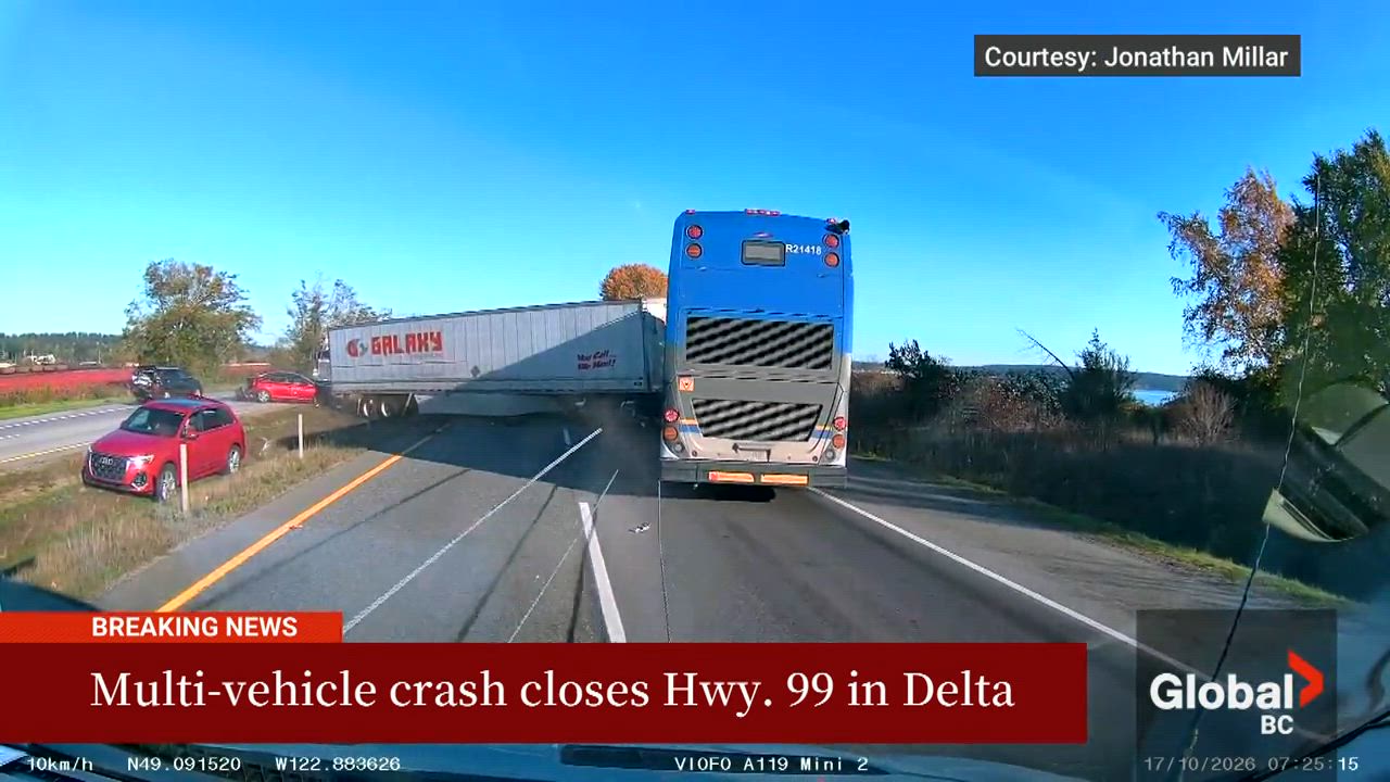 Multi-vehicle crash on Highway 99 in Delta