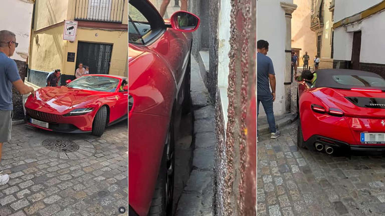 Fahrer eines Roma Spider in der Klemme: Eingeklemmt in Sevilla ...