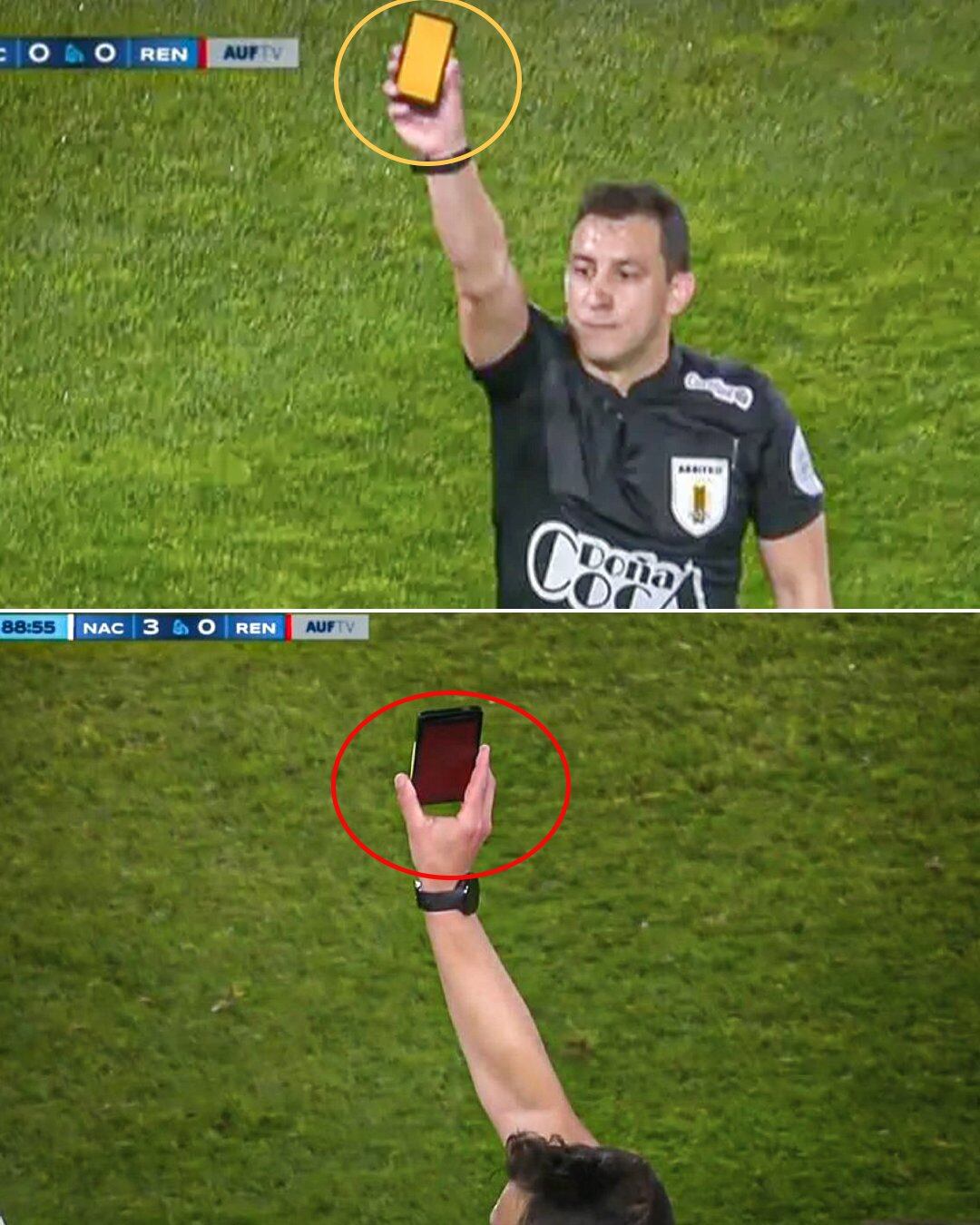 Uruguayan football match tests electronic cards