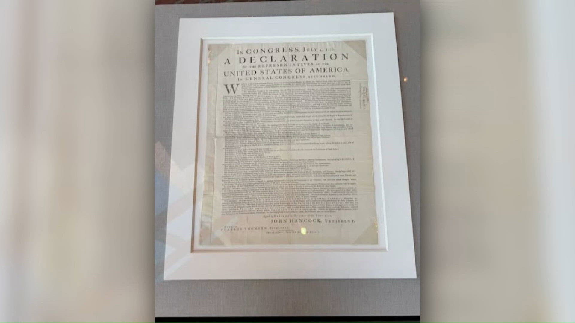 Rare Declaration of Independence copy on display in Lewiston