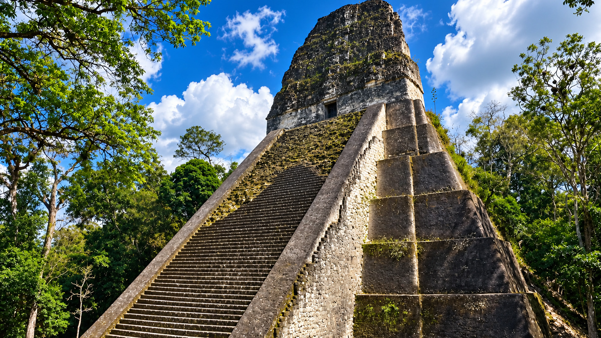 The steep staircase of Guatemala's ancient Mayan temple