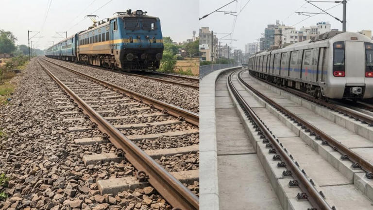 Why are there stones on railway tracks, but not on metro tracks?
