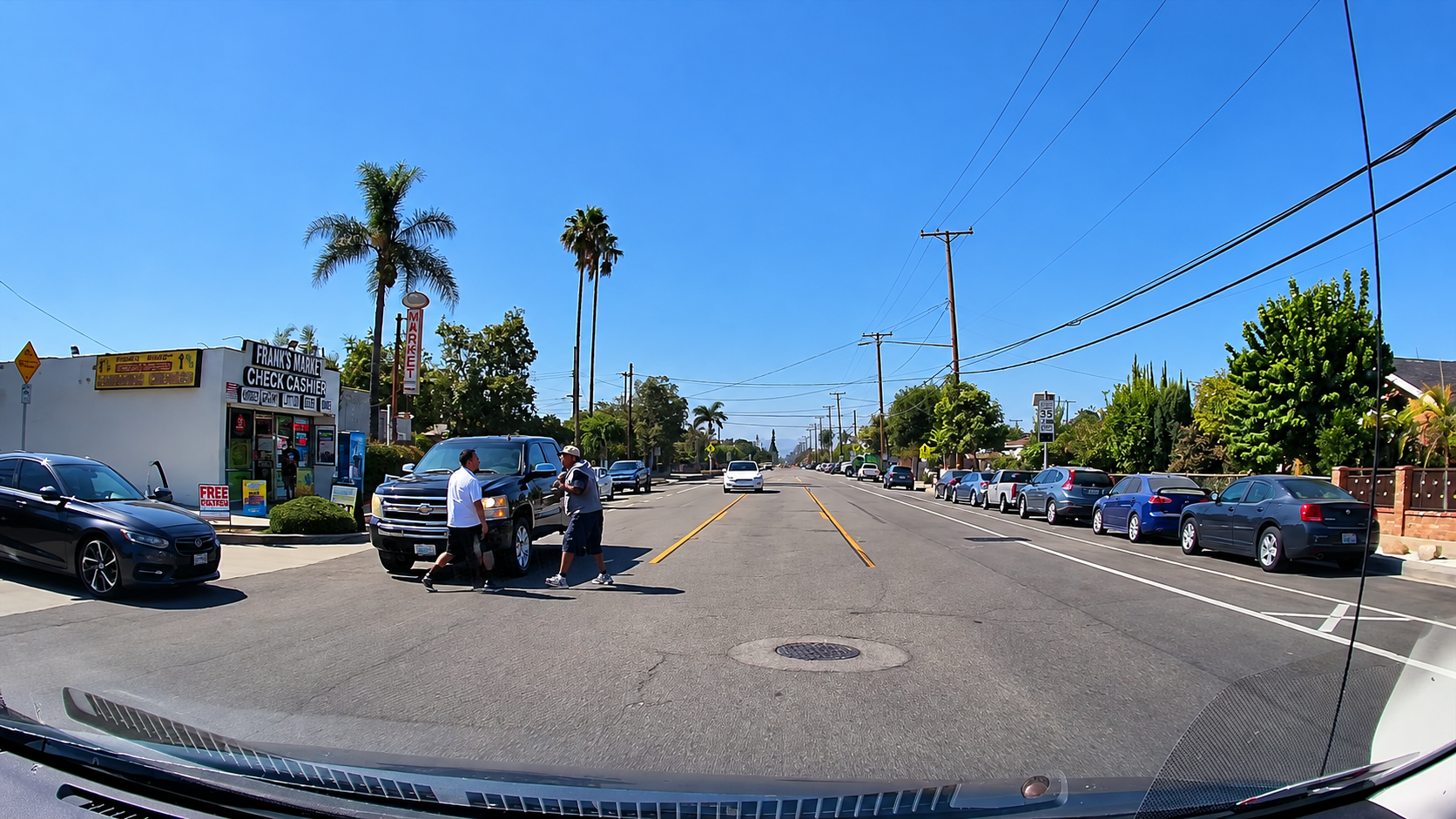 Roadside confrontation turns physical after car pulls into pickup's path