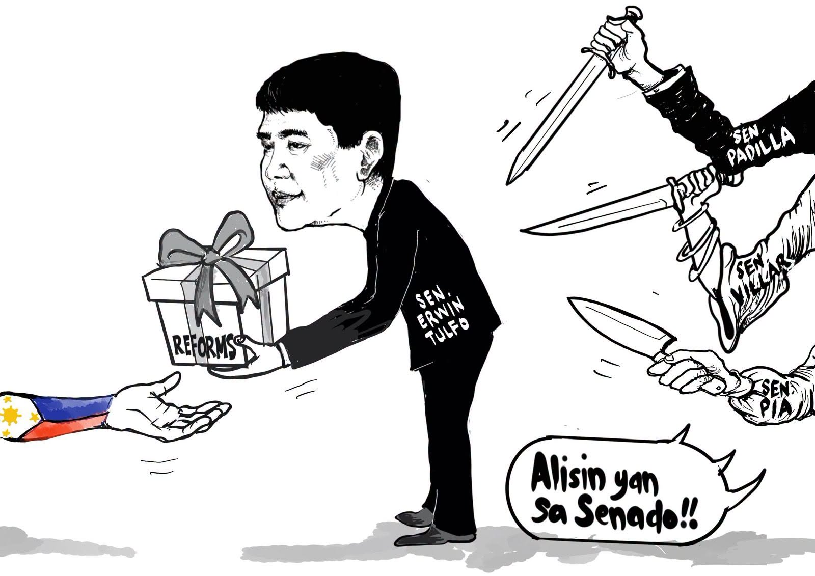 Sen. Erwin Tulfo posts backstabbing cartoon after failed bid to oust him