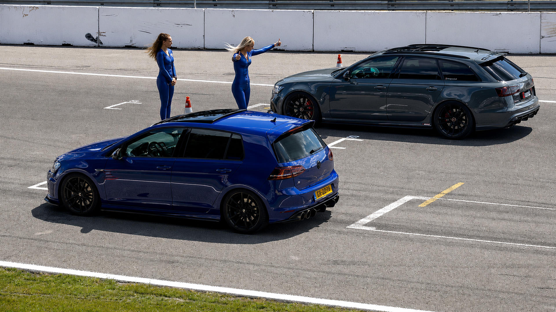 Ein 700 PS starker Audi RS6 und ein getunter Golf R beschleunigen auf ...