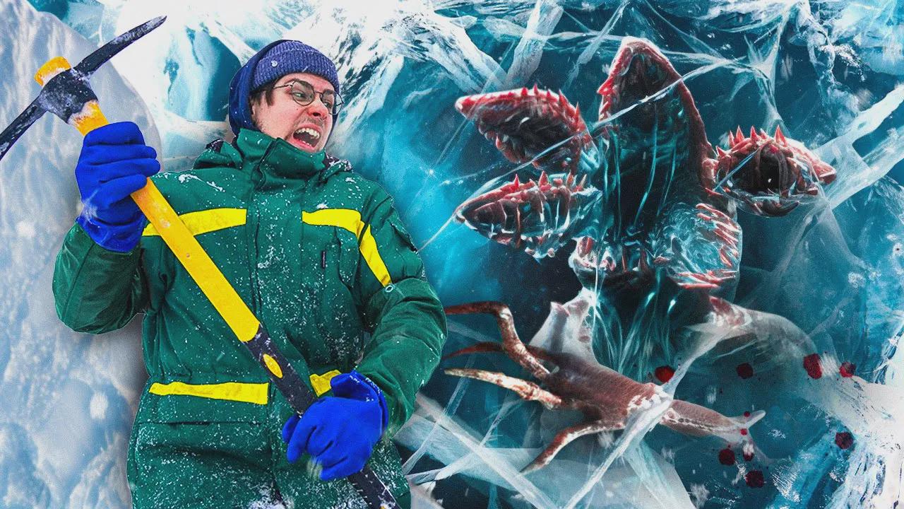 Found a frozen creature trapped under the ice!