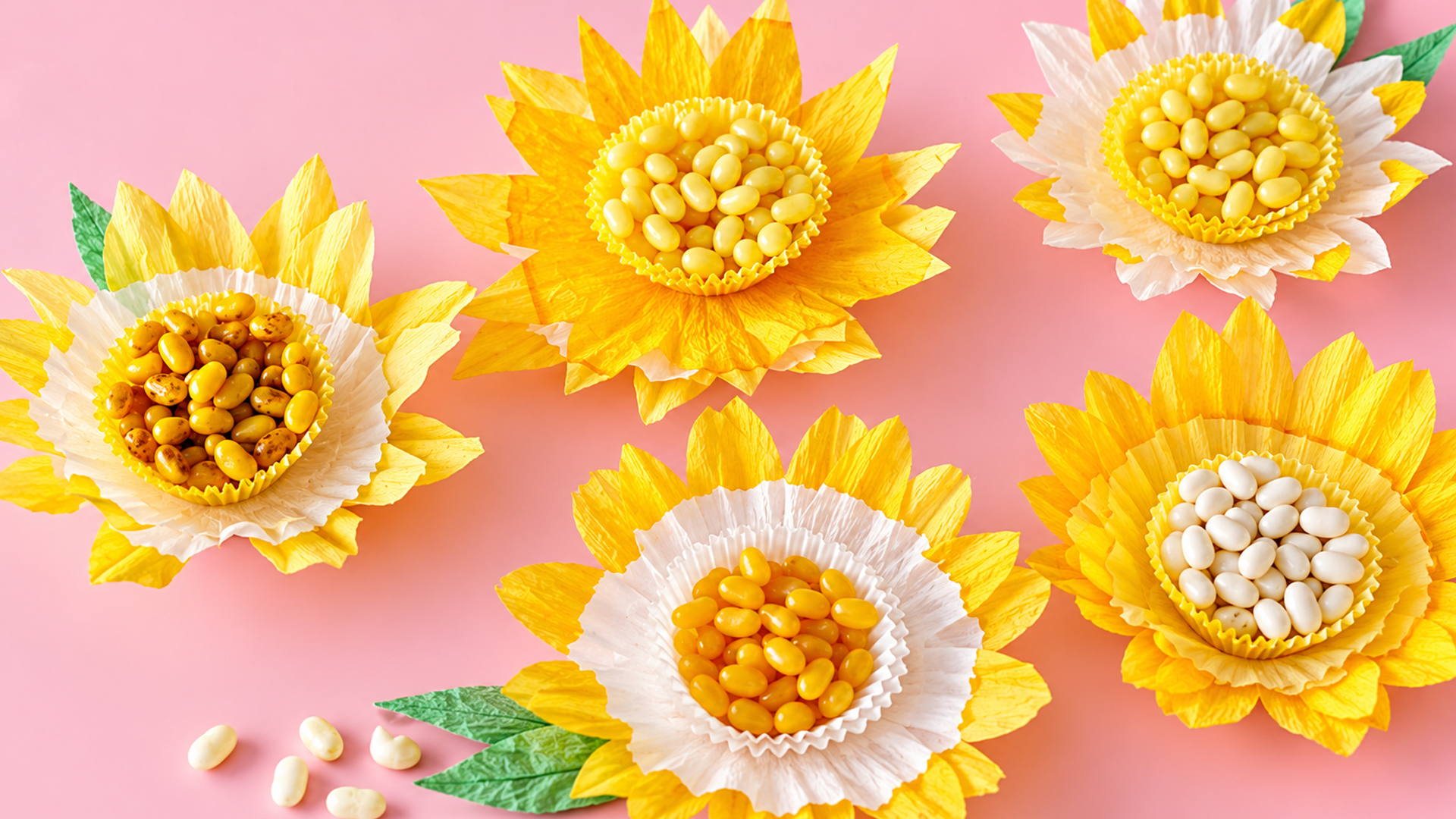 DIY coffee filter flower tutorial with cupcake liner centers