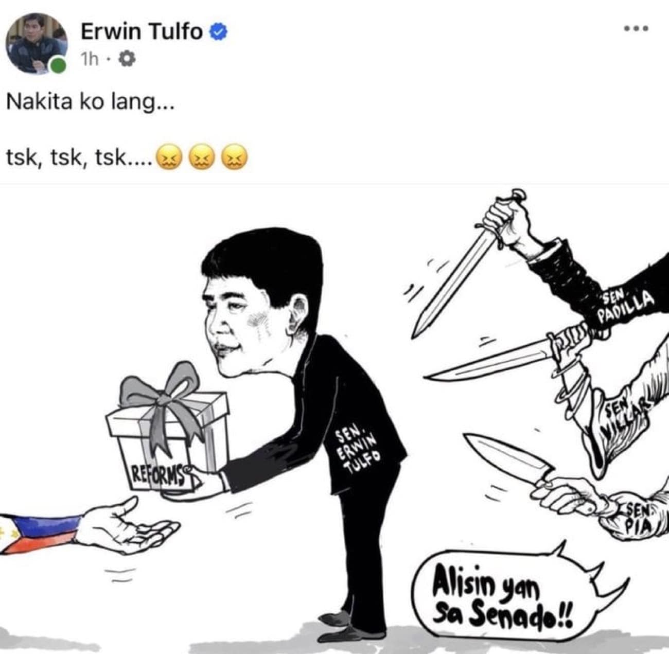 Erwin Tulfo on 3 'backstabbing' peers: 'Tsk, tsk, tsk'