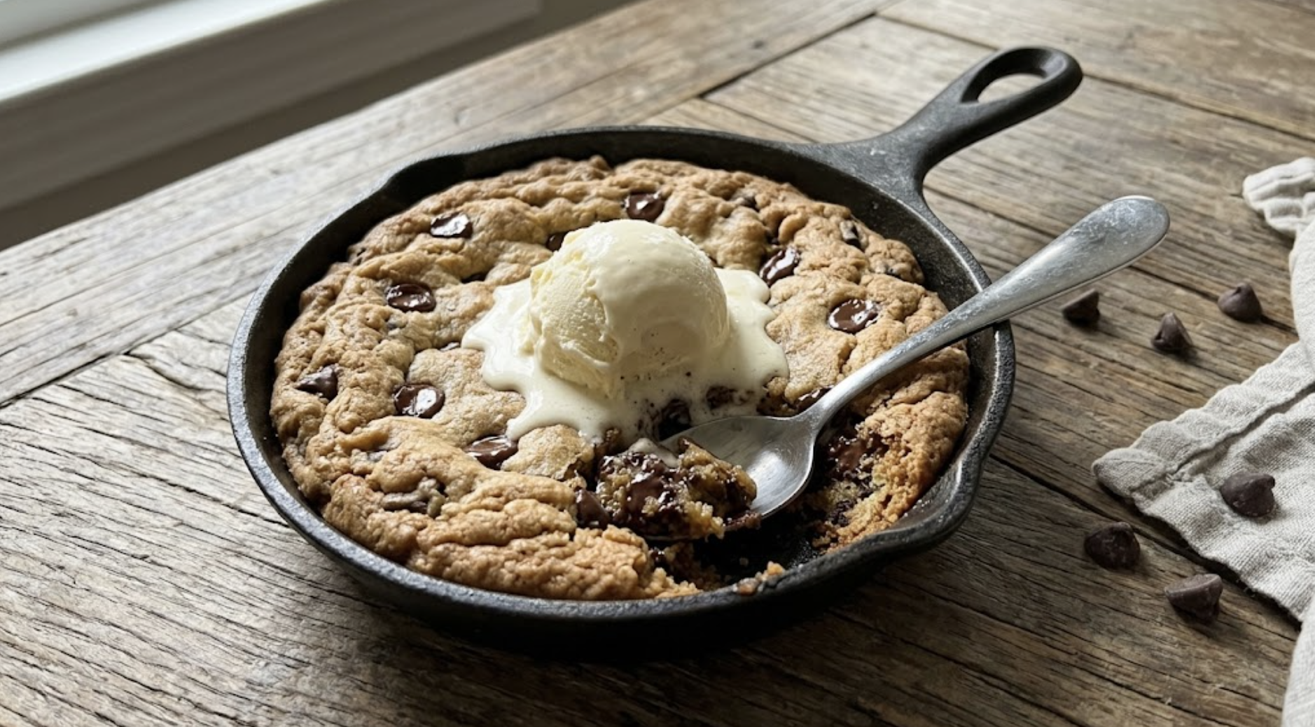 How to bake a gooey chocolate chip skillet cookie