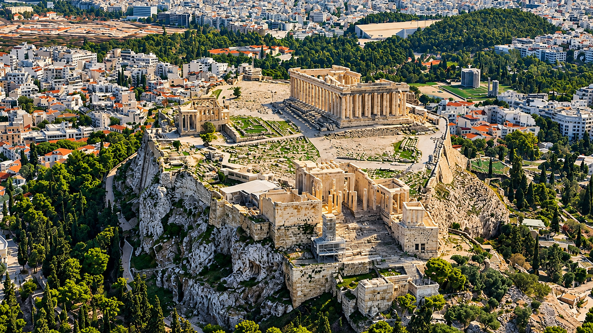 Acropolis of Athens creates a powerful break in the modern city