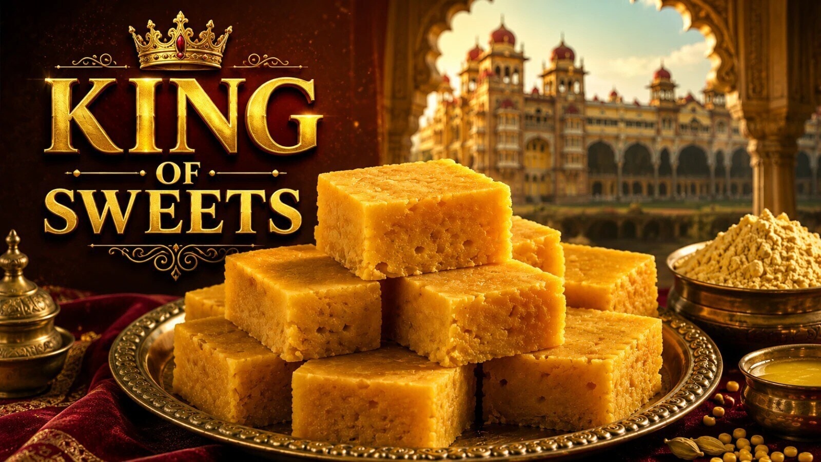The origins of Mysore Pak are closely linked to the Wadiyar dynasty, which ruled the Kingdom of Mysore. According to popular accounts, the sweet was first prepared in the royal palace kitchen for the royal family. The story goes that a palace cook experimented with ingredients commonly found in Indian kitchens and created a sweet that quickly won the royal family's appreciation. Its popularity eventually extended beyond the palace, allowing the delicacy to find its way into local sweet shops and households. Over time, Mysore Pak became an integral part of Karnataka's culinary heritage. Its association with the royal kitchens of Mysore continues to add to its appeal, making it more than just another traditional dessert..