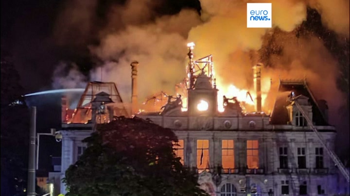 Historic Limoges town hall engulfed in flames amid protests in France