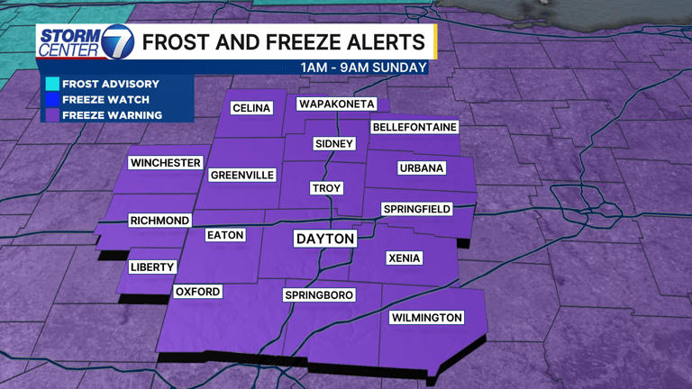 Freeze warning to bring frost to the Miami Valley