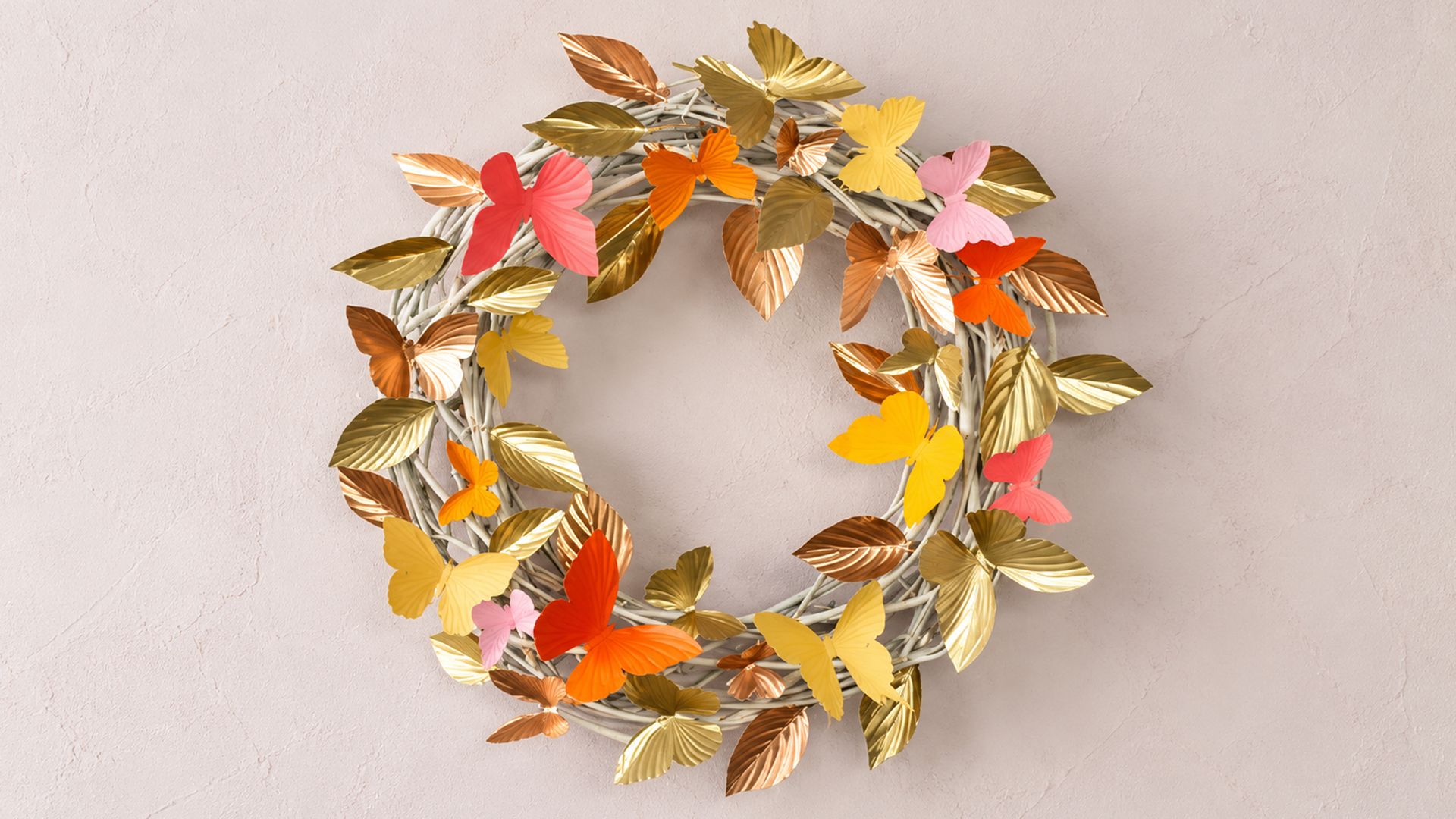 DIY metallic butterfly spring wreath tutorial using embossed craft sheets