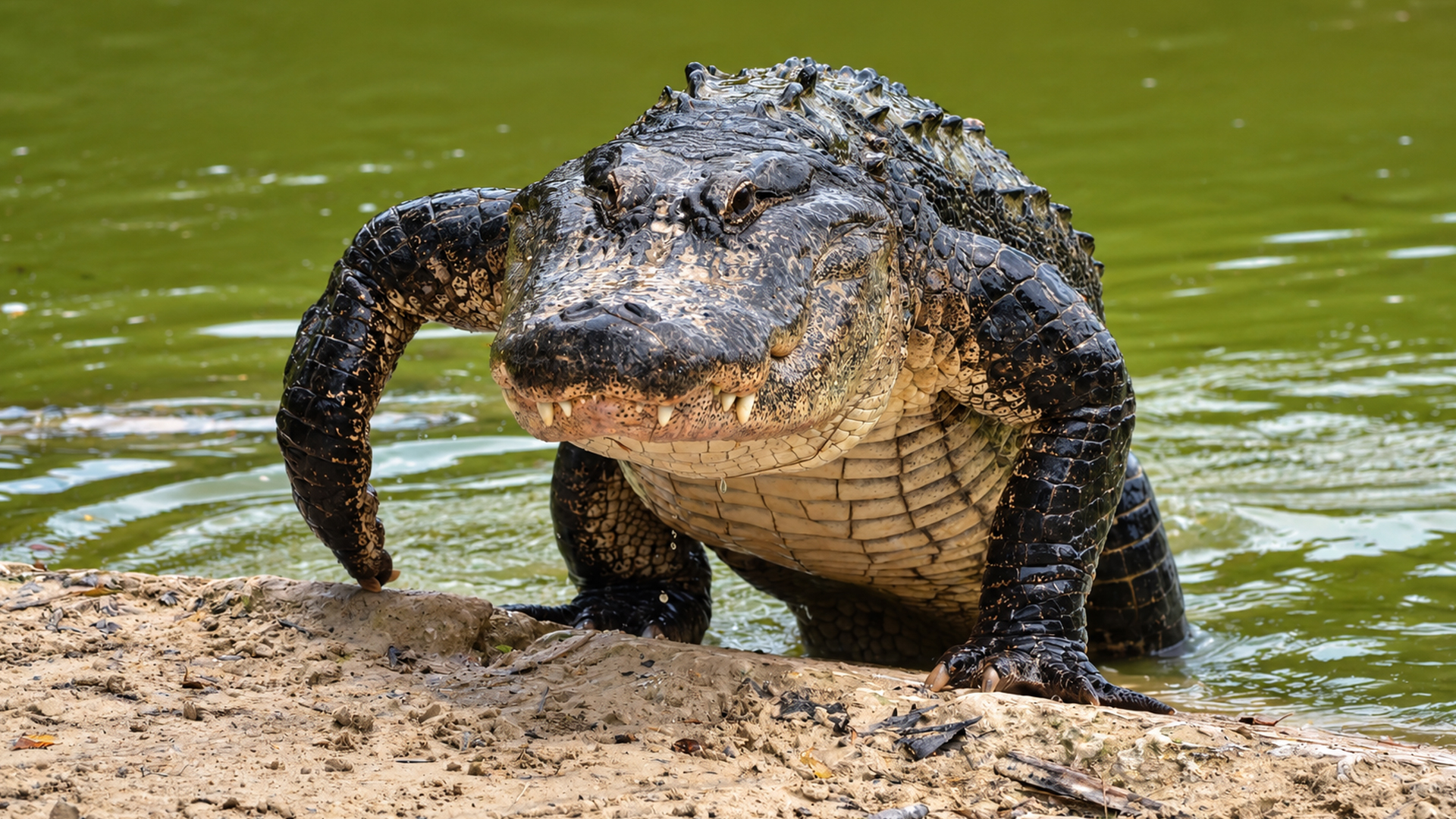18-year-old alligator shows its power at feeding time