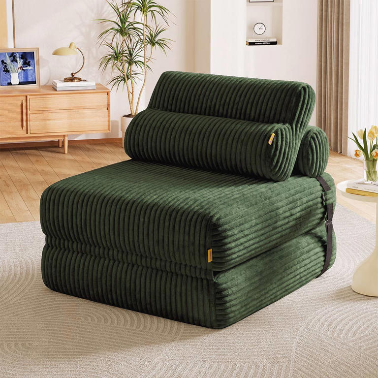 Walmart's assembly-free corduroy folding sofa bed is a comfy multi-use ...