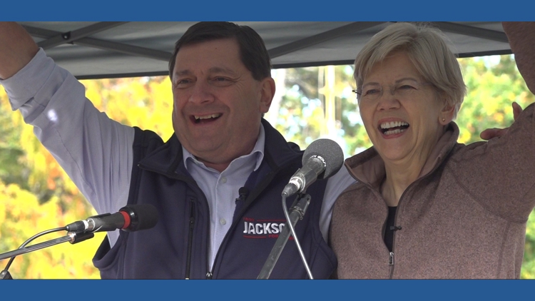 Maine Democrat Troy Jackson campaigns for US Senate alongside Massachusetts Sen. Elizabeth Warren