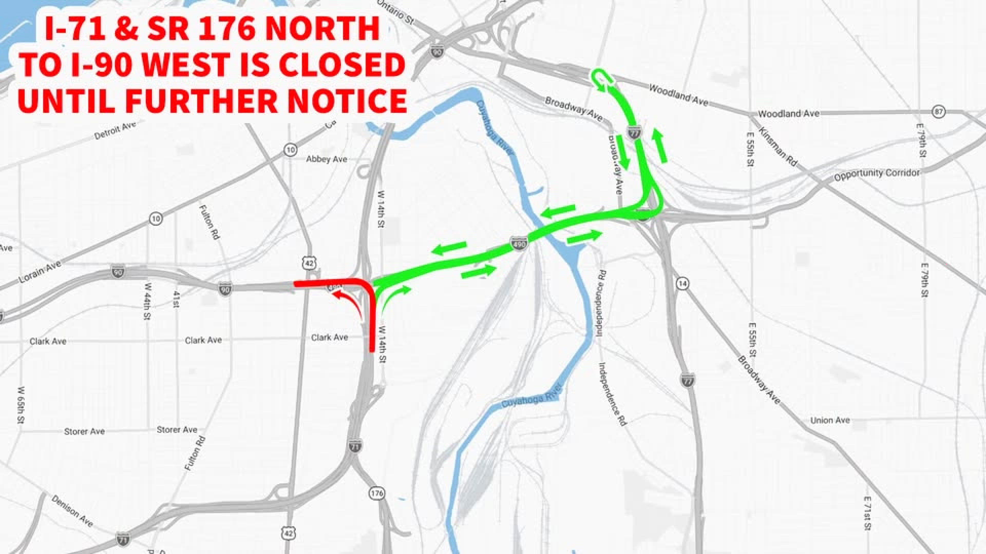 Interstate 71 and State Route 176 north ramp in Cleveland closed ...