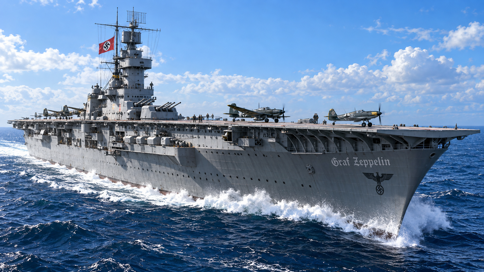 Nazi Germany's 33,500-ton carrier became a Soviet target