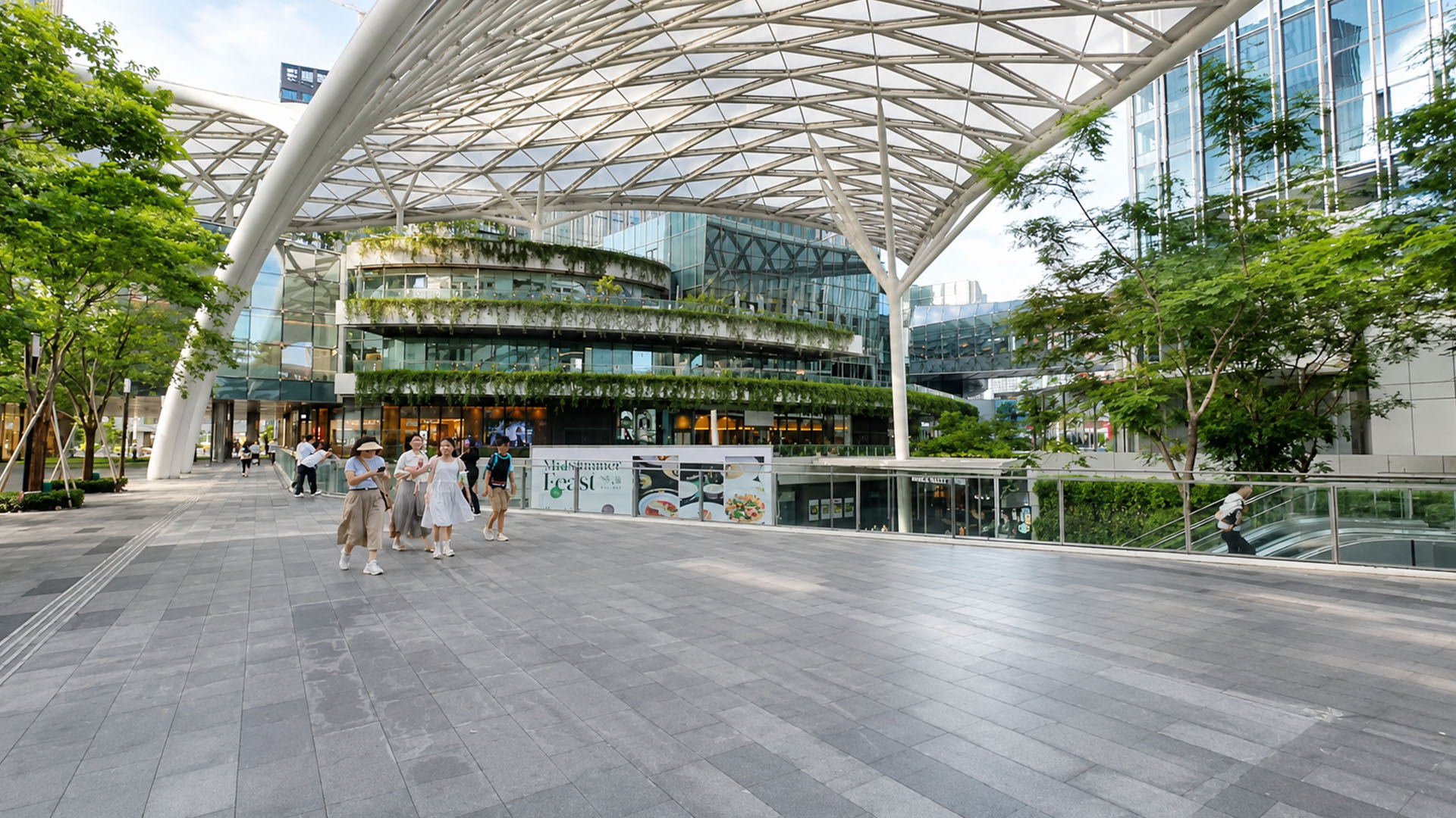Giant white canopy covers this modern China plaza