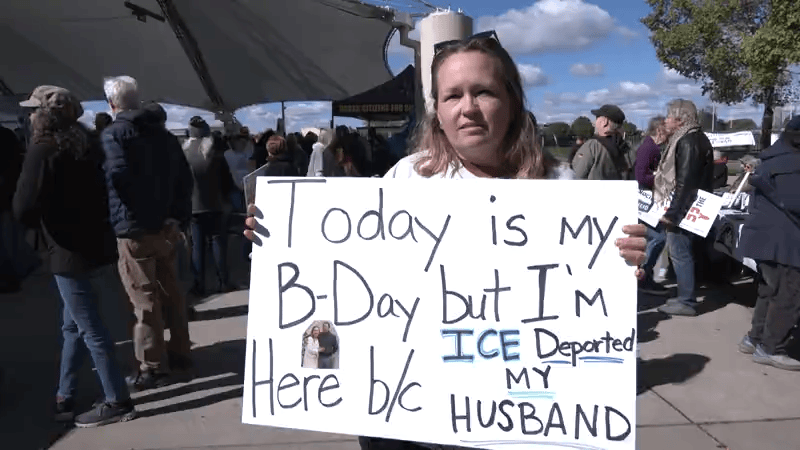 Riverside woman shares story of husband’s ICE deportation at No Kings ...