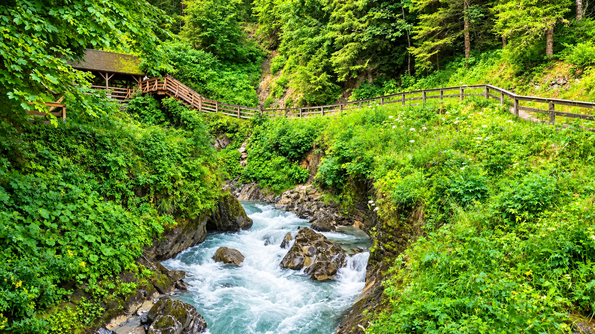 Promenade dans les gorges Sigmund Thun à Kaprun, Autriche (4K)
