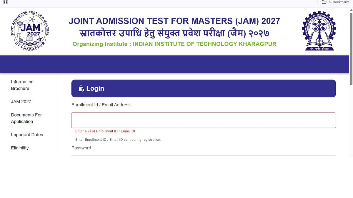 IIT JAM 2027 application form closes tomorrow at jam.iitkgp.ac.in: Date ...